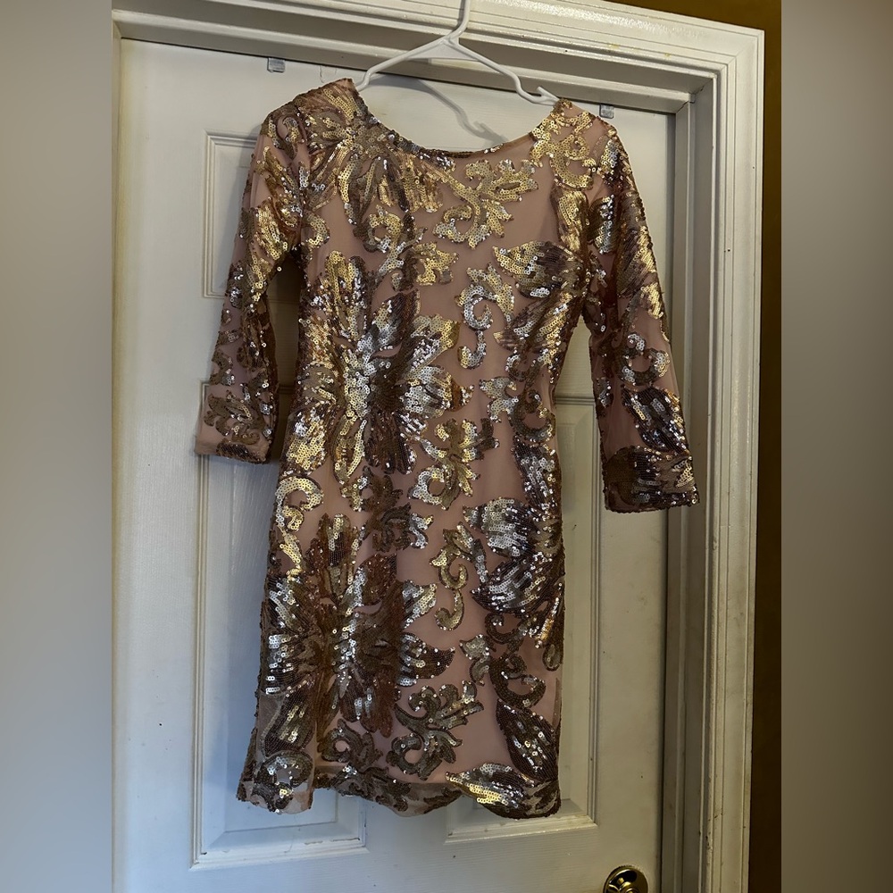 Crystal Doll Rose Gold Sequin Dress